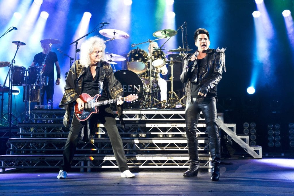 Brian May of Queen and Adam Lambert performing live at the Apollo Hammersmith  London, England -11.07.12 Credit: (Mandatory) Carsten Windhorst/WENN.com